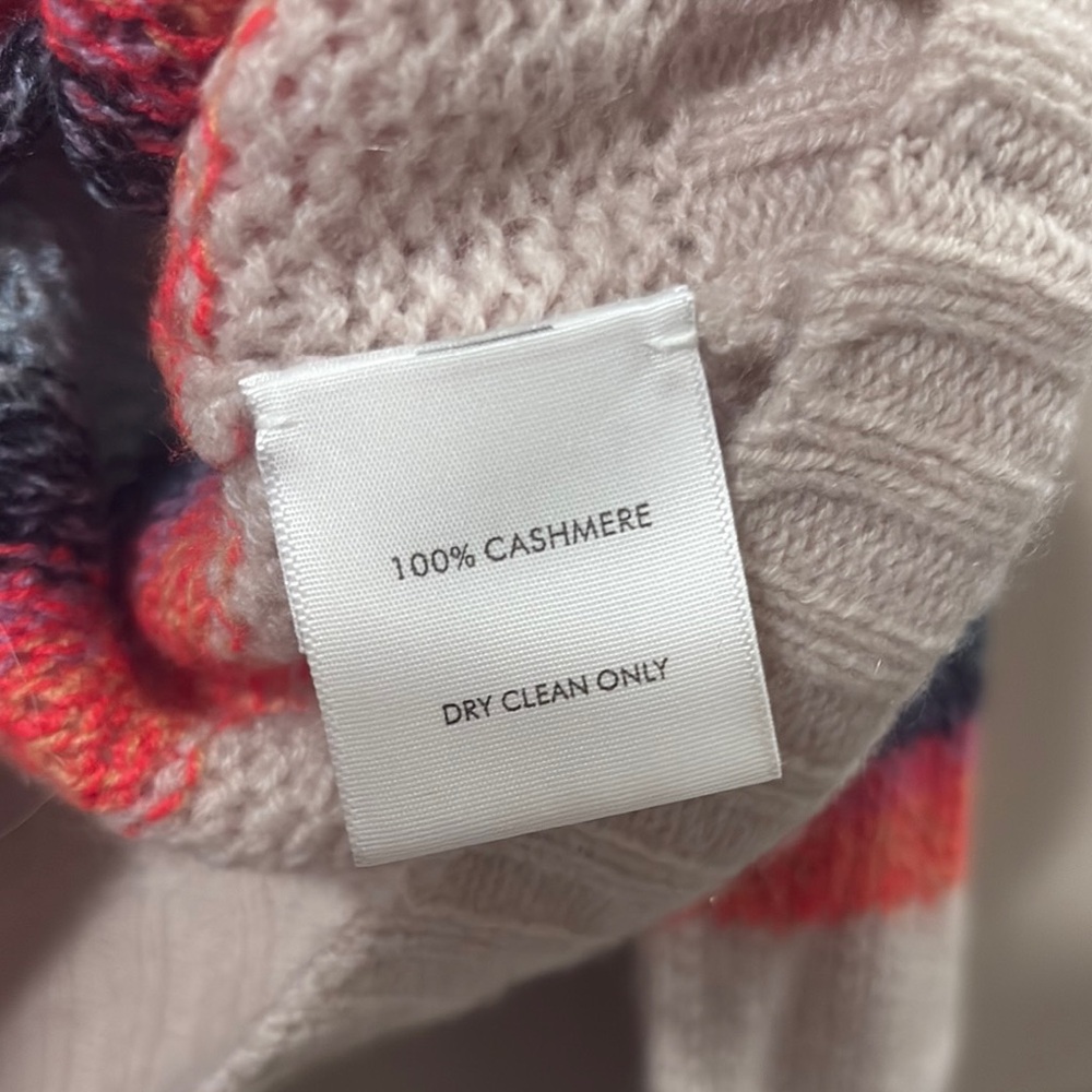 White + Warren Striped Multicolor Cashmere Sweater lavender/pink/blue sz S - Picture 5 of 13